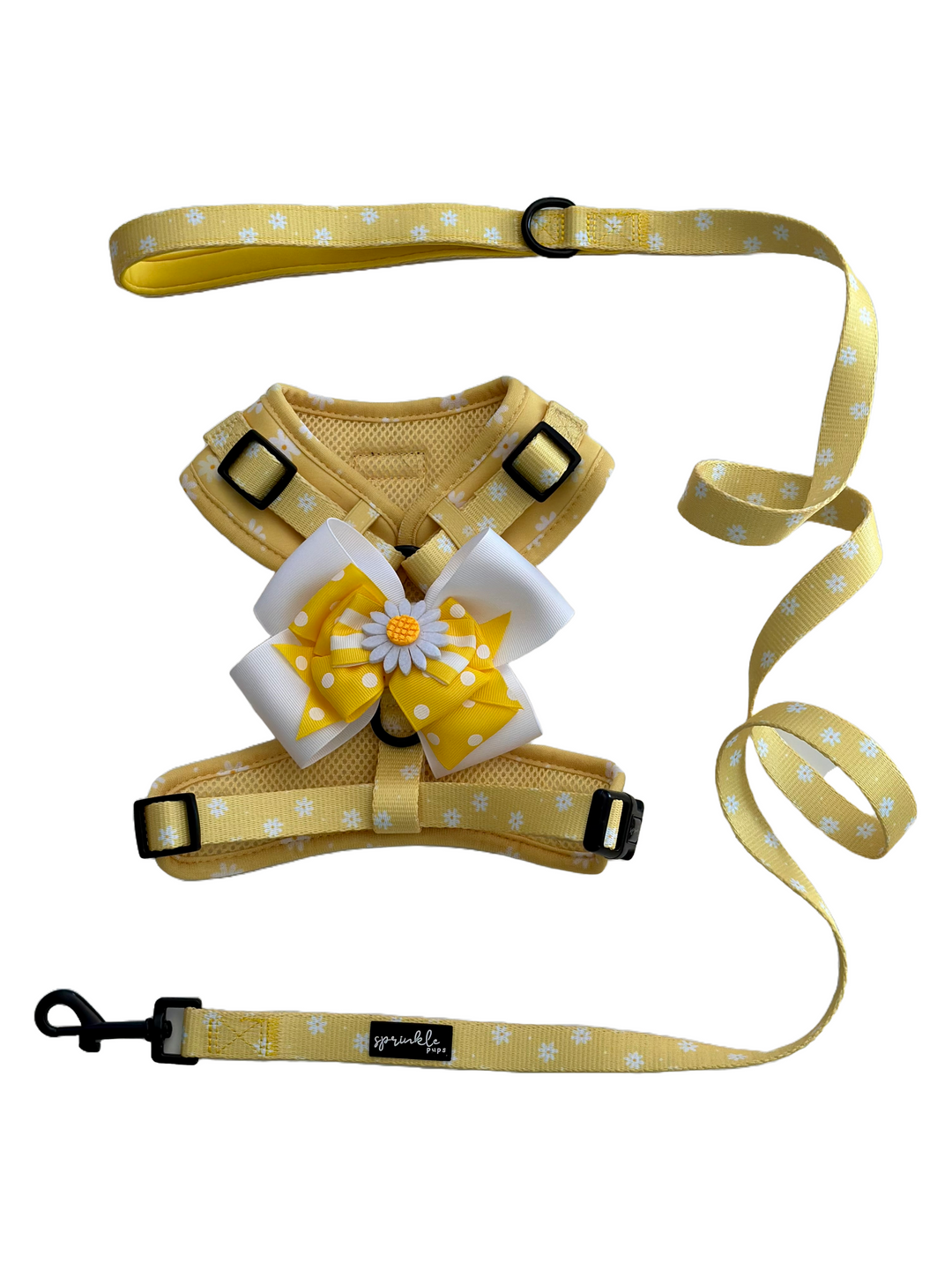 Bundle - Daisy Chiffon Pie Matching Harness, Leash and Harness Bow Charm